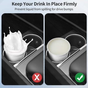 2025 Upgrade Center Console Organizer Tray, Cup Holder Tesla Model 3 Highland 2024 2025/Tesla Model Y Juniper 2025 Matte Black