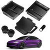 2025 Upgrade Center Console Organizer Tray, Cup Holder Tesla Model 3 Highland 2024 2025/Tesla Model Y Juniper 2025 Matte Black