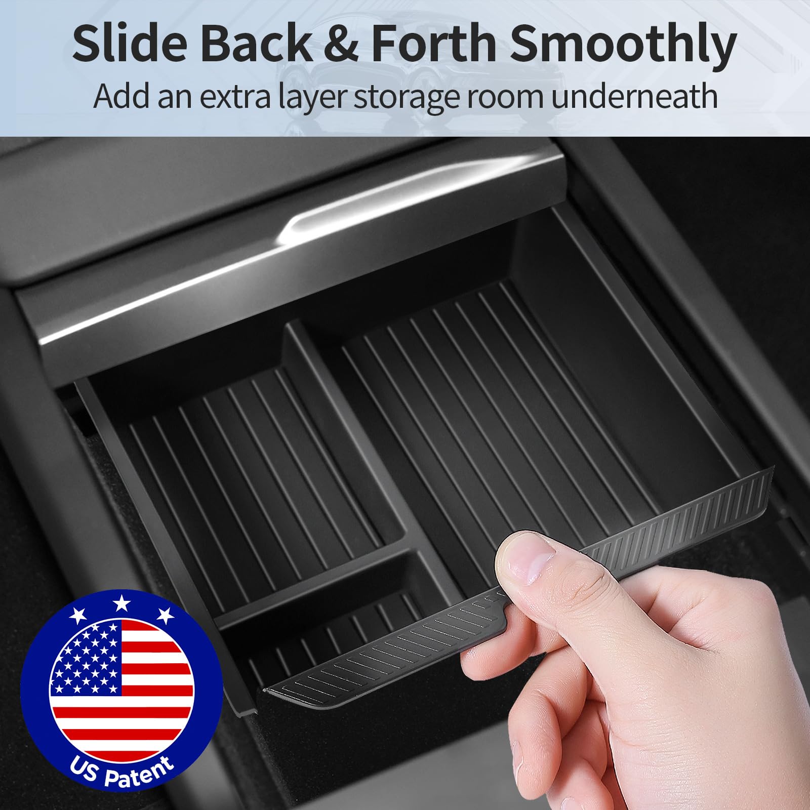 2025 Upgrade Center Console Organizer Tray, Cup Holder Tesla Model 3 Highland 2024 2025/Tesla Model Y Juniper 2025 Matte Black