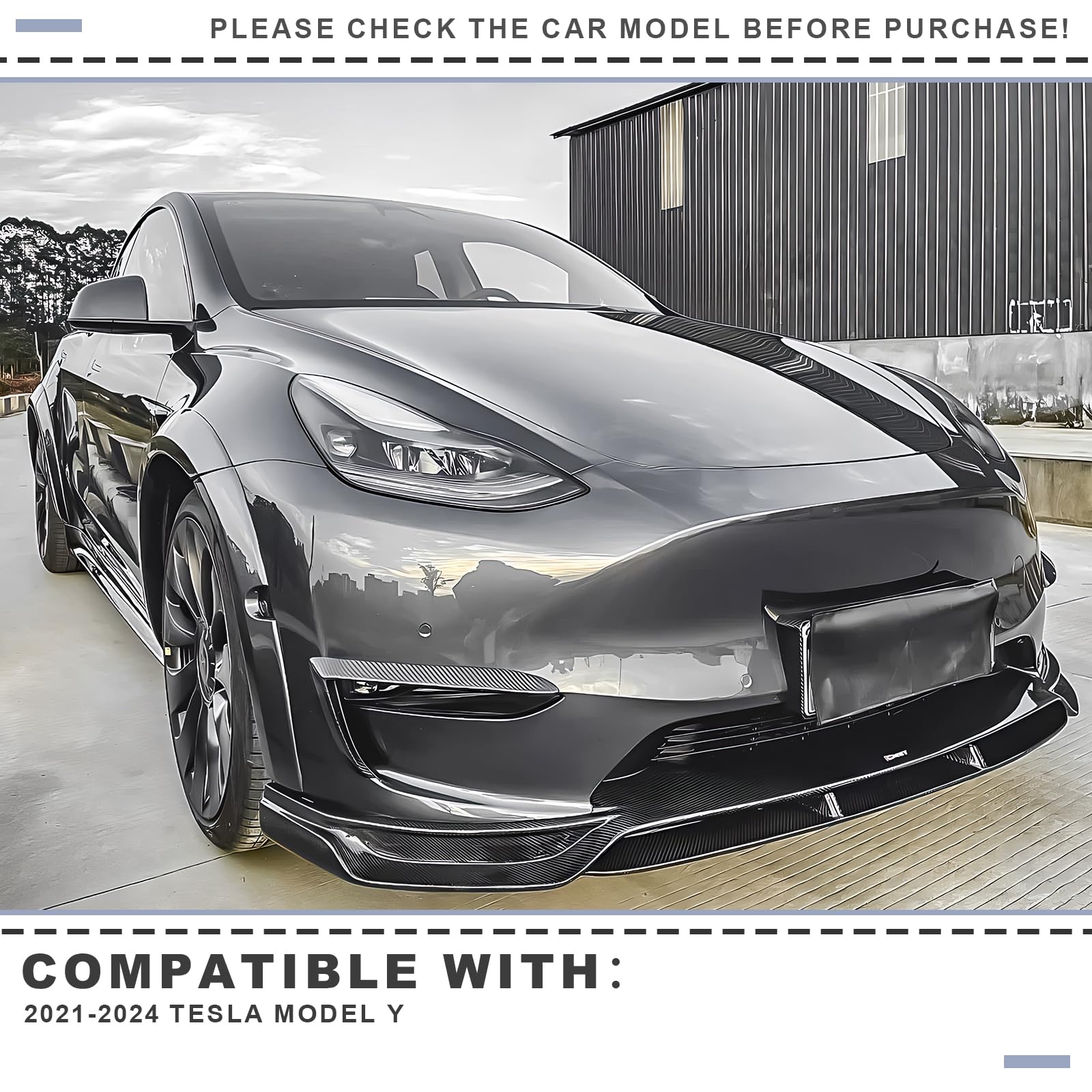 Tesla Model Y Fog Light Trim Cover, 2PCS Carbon Look Eyelids Frame, 2020-2023