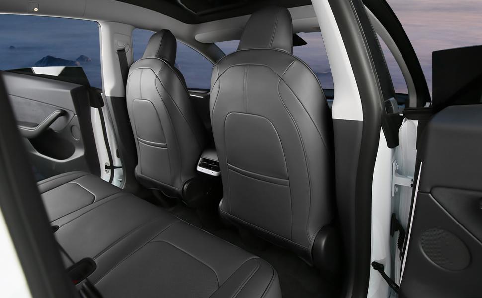 Tesla Model Y Seat Cover Black Leather Car Seat Cushion Protector Custom Fit for Tesla Model Y 2020 2021