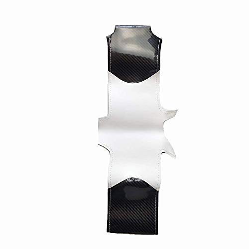 Black Carbon Fiber & White Leather Auto Steering Wheel Cover Hand-Stitch on Wrap Fit for Tesla Model S/Tesla Model X