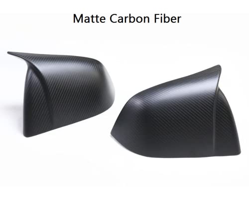 Real Carbon Fiber Horn Style Side Mirror Covers for Tesla Model Y (Matte Carbon Fiber)