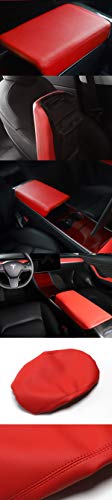 Tesla Model 3 & Y Red Leather Armrest Cover