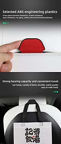 Front Seat Headrest Storage Hooks for Tesla Model 3 & Y (Red Suede)