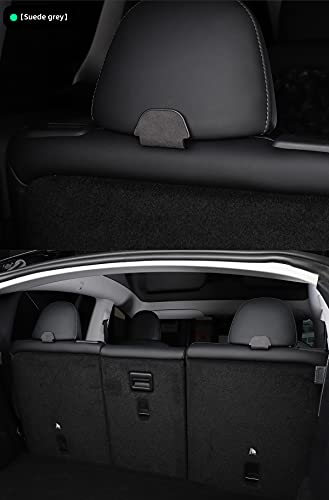 2nd Row Rear Seat Headrest Trunk Storage Hooks for Tesla Model Y (Gray Suede)