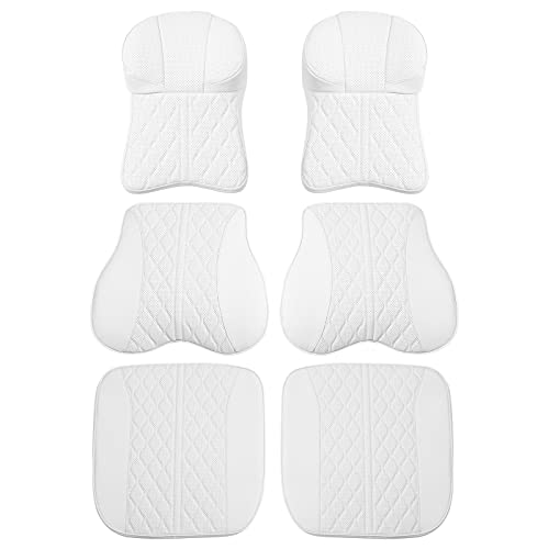 Ultimate Seat Comfort Package for Both Front Seats for Tesla Model 3 & Y (Headrest Cushion, Back Cushion & Seat Cushion-White)