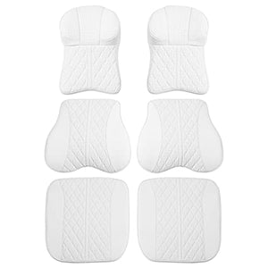 Ultimate Seat Comfort Package for Both Front Seats for Tesla Model 3 & Y (Headrest Cushion, Back Cushion & Seat Cushion-White)