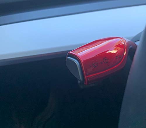 Tesla Model 3 Model Y Gear Shift Lever Cover Trim; Headlight Windshield Wiper Control Lever Trim; Steering Wheel Accessories ABS Plastic 2Pcs/Set