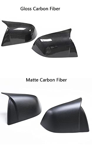 Real Carbon Fiber Horn Style Side Mirror Covers for Tesla Model Y (Gloss Carbon Fiber)