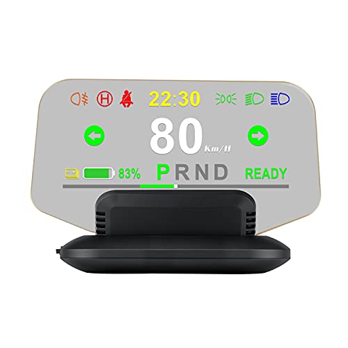 5 inches HUD, 3D Reflection Gauge Head Up Display Compatible with Tesla Model 3 Model Y (After 2019), Speed Warning, Speedometer,Battery Display and GPS etc (Upgraded on July)