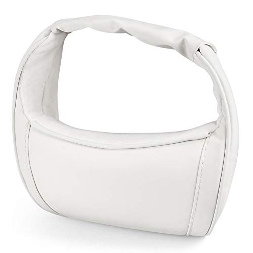 Neck Pillow Microfiber Leather car headrest Using High Elastic Polyurethane Foam Compatible with Tesla (White )