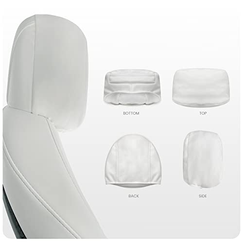 Uniquely Designed Headrest Pillow with Head and Spine Cushion for Tesla Model 3 & Y (White-1 Piece)