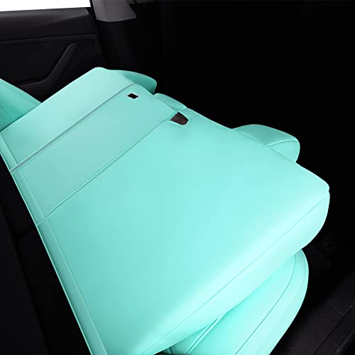 Full Coverage & Tailored Fit Faux Leather Seat Cover Set (Front & Rear) for Tesla Model Y (Tiffany & Blue)