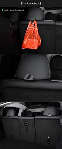 2nd Row Rear Seat Headrest Trunk Storage Hooks for Tesla Model Y (Leather Black)