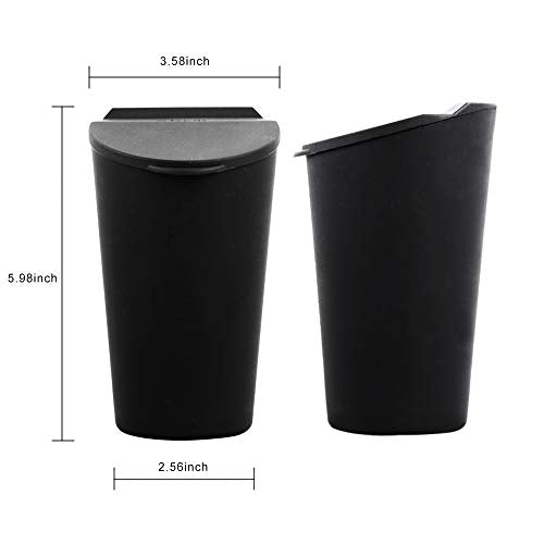 Car Silicone Trash Can with Lid Car Cup Holder Trash Bin Auto Vehicle Car Garbage Can Bin Use in Auto Home Office (Black)