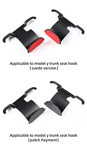 2nd Row Rear Seat Headrest Trunk Storage Hooks for Tesla Model Y (Red Suede)