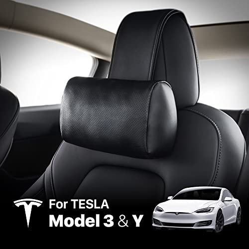Neck & Head Support Vegan Leather Pillow for Tesla Model 3 & Y