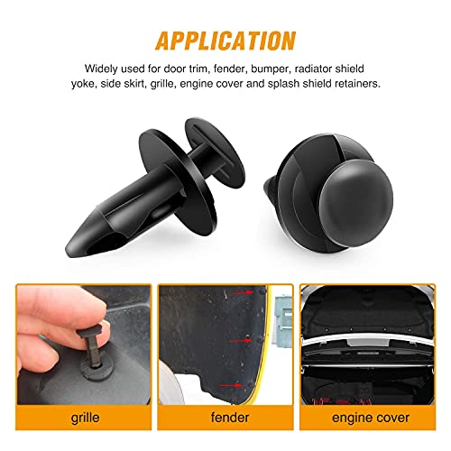 GRC-47 Universal Plastic Fender Clips,200 Pcs Push Bumper Fastener Rivet Clips with 6 Size Auto Body Retainer Clips Bumpers,Car Fender Replacement for Tesla Model S, 3,  X, & Y