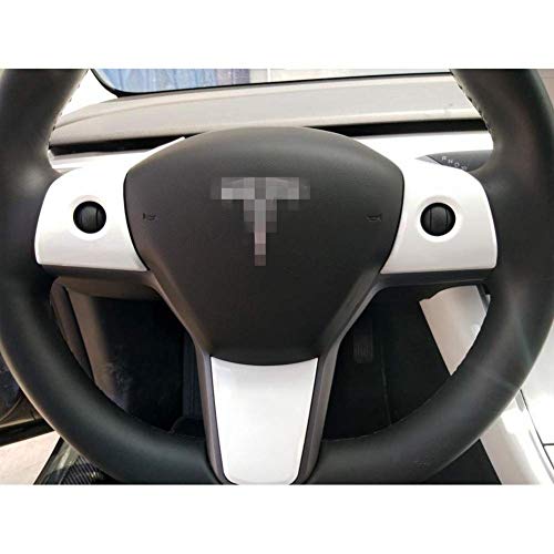 Steering Wheel Wrap Kit for Tesla Model 3 & Y Steering Wheel Protector Decoration White 3 Pcs