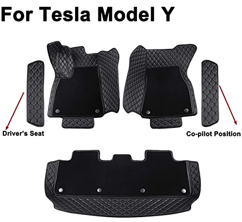 Tesla Model Y Floor Mats and Trunk Mats All-Weather Leather Liners Model Y 5 Seater