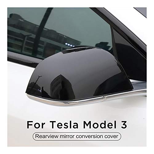 Headlamp Lens Cover Car Rearview Mirror Cover Fit for Tesla Model 3 ABS Piano Black Version Rearview Mirror Cover 2pcs/Set