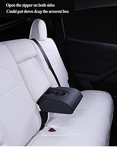 Custom Fit Full Set Leather Seat Covers for Tesla Model Y (Black/Red)