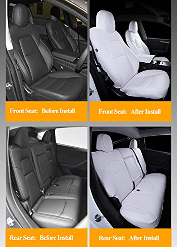 Custom Fit Full Set Leather Seat Covers for Tesla Model Y (Black/Red)
