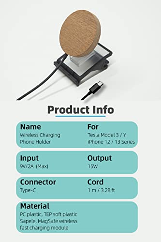 Tesla Model 3/Y Magnetic Wireless Phone Mount Holder Charger, 15W