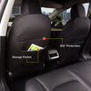 Front Custom Fit Two Tone White/Black Fully Wrapped Fabric Cloth Seat Covers for 2017-2022 Tesla Model 3 & Model Y (2 Pieces)