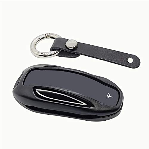 Tesla Model X Key Fob Cover Keychain Premium Aluminum Metal for Tesla Model X Smart Romote Key Fob Case Holder Accessories(Black)