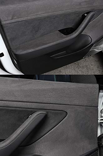 Gray Alcantara Suede Inner Door Handle Wrap/Sticker for Tesla Model 3 2017-2021+