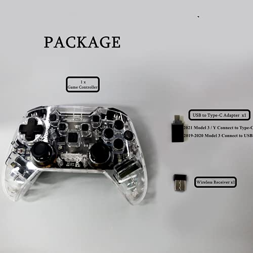 2021-2022 New Updated Tesla Game Controller, Wireless PC Game Controller Compatible with Tesla Model 3 / Y / S, PC, Switch, Steam, Tesla Screen Controller With Dual-Vibration, 8 Semi-Transparent LED Backlight