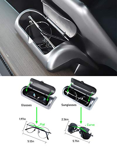 Sunglasses Holder for Tesla Model 3/ Model Y, Sunglasses Case Glasses Holder Storage Box for Tesla Model 3/ Model Y(Sliver)