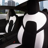 Front Custom Fit Two Tone White/Black Fully Wrapped Fabric Cloth Seat Covers for 2017-2022 Tesla Model 3 & Model Y (2 Pieces)
