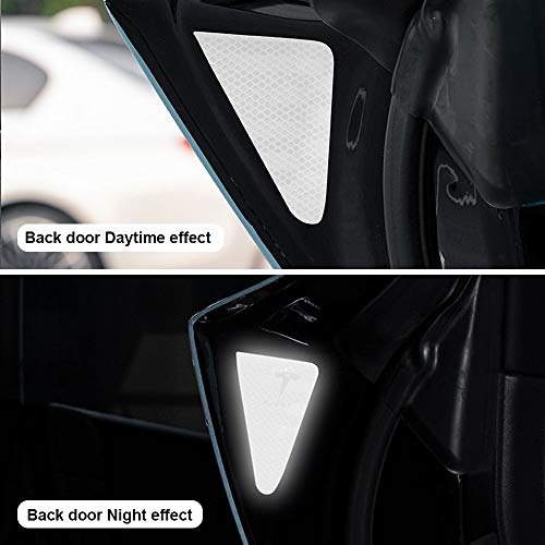 Car Door Reflective Warning Stickers Open Auto Decals Anti-Collision Safety Sign Compatible with Tesla Model 3 Accessories (White)