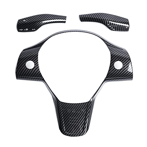 Tesla Model 3 & Model Y Steering Wheel Cover Combo With Gear Shift Covers,Steering Wheel Accessories Carbon Fiber Style Cover Gear Shift Covers Carbon Fiber Inner Decoration for Tesla Model 3 Model Y