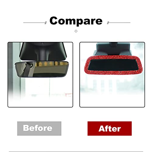 Bling Crystal Red Rear View Mirror Cover for Tesla Model S, 3, X, & Y