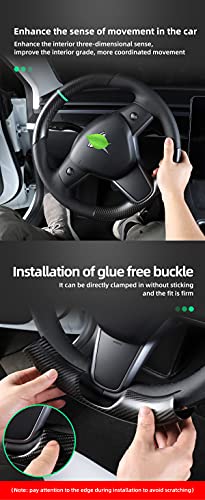 Lower Carbon Fiber Embedded Steering Wheel Cover for Tesla Model 3 & Y (Forged Bright Carbon Fiber)