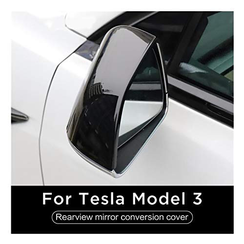 Headlamp Lens Cover Car Rearview Mirror Cover Fit for Tesla Model 3 ABS Piano Black Version Rearview Mirror Cover 2pcs/Set