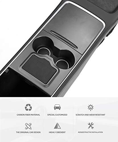 100% Real Matte Carbon Fiber Center Console Overlays for 2021-2023 Tesla Model 3 & Model Y