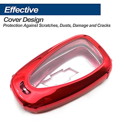 Fit for 2021 2020 2019 Chevrolet Chevy Camaro Malibu Spark Blazer Bolt EV Equinox Trax TPU Key Fob Remote Cover Case Shell Glove Pouch Holder Protector Keyless Entry Sleeve Accessory, Red