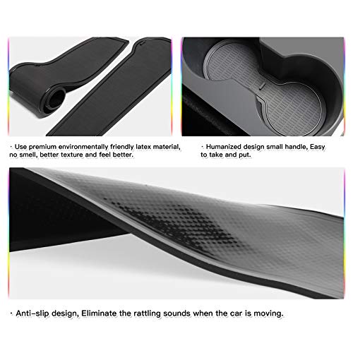 Door Slot Mat for 2021 Update Tesla Model Y Non-Slip Interior Accessory Decoration Door Groove Gate Pad Fit Cup Center Console Liners Dustproof Waterproof and Reduce Noise