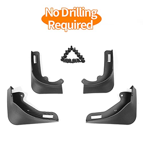 Tesla Model Y Mud Flaps/Splash Guards Set of 4 (Matte Carbon Fiber Pattern)