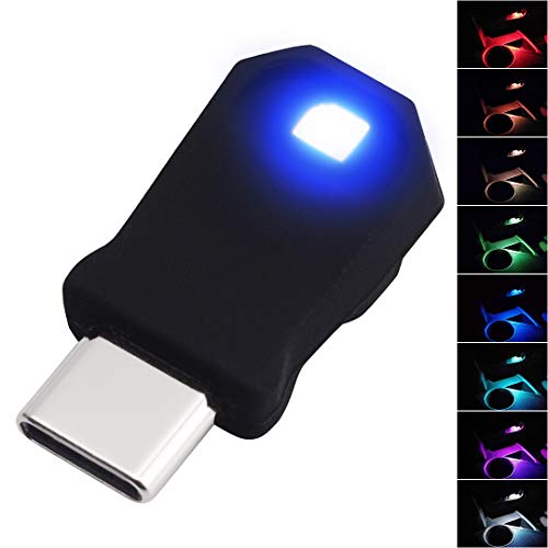  Lcyam USB Type C LED Ambient Light 8 Color RGB Car Atmosphere  Night Lamp Automotive Interior Replacement Lighting Parts (2 Item Package)  : Automotive