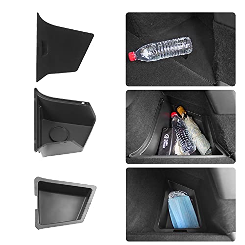 Fit Tesla Model Y Trunk Organizer Rear Trunk Storage Box Side Packets Tray Bins For Tesla Model Y Accessories 2020 2021(Rear Trunk Side Boxes (Lid With Hole))
