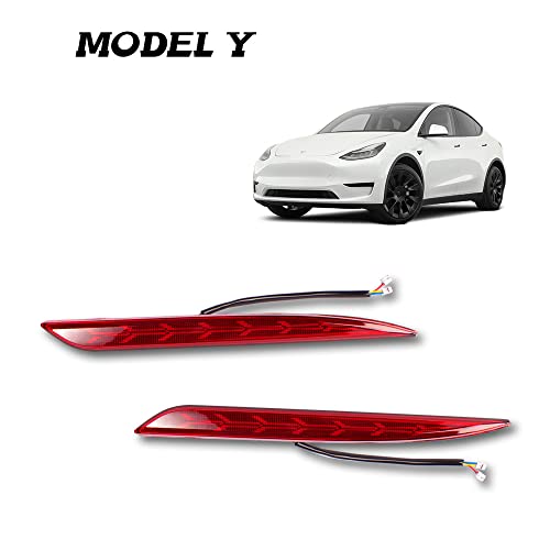 Rear Fog Light for 2017-2022+ Tesla Model Y 2PCS LEDs Reflector Lamps Fishbone Style.