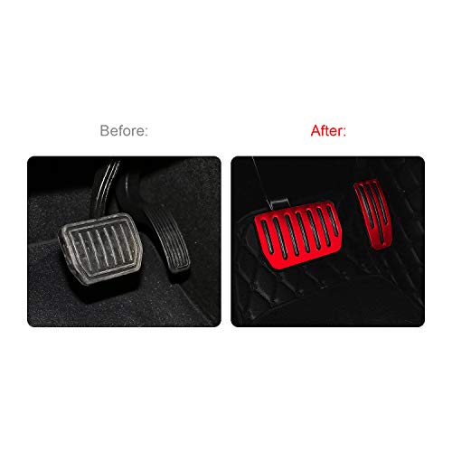 2PCS Aluminum Alloy Footrest Pedals Cover for 2018-2022+ Tesla Model 3 Model Y Anti-Slip Accelerator Brake Foot Pedal (Red)