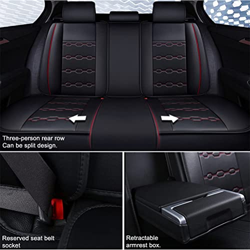 Front & Rear Seat Covers for Chevy Chevrolet Bolt EV EUV Car Seat Cover Luxury PU Leather Breathable Comfortable Black×Red