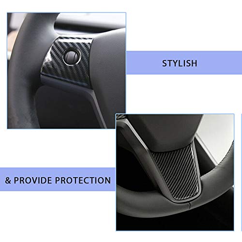 Tesla Model 3 & Model Y Steering Wheel Covers - Glossy Carbon Fiber Pattern